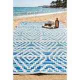 Melaris Halı Plaj Hasırı Piknik Halısı Çift Taraflı Katlanabilir Kilim Balkon Bahçe Kamp Karavan Halısı Yıkanabilir Mat - Mavi - 180 x 270 cm