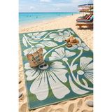 Melaris Halı Plaj Hasırı Piknik Halısı Çift Taraflı Katlanabilir Kilim Balkon Bahçe Kamp Karavan Halısı Yıkanabilir Mat - Yeşil - 150 x 210 cm