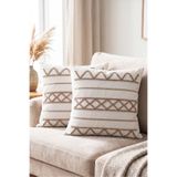 MELARİS HALI Punch Kırlent Kılıfı 2 adet Nakışlı 43x43cm Dekoratif İşlemeli Yastık Kılıf Seti İskandinav Bohem Pa