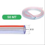 Melasty Süt Sağma Makinesi Universal Tekli Süt Hortumu (Şeffaf-Kırmızı Çizgi Ø14xø22mm 50M)