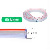 Melasty Süt Sağma Makinesi Universal Tekli Süt Hortumu (Şeffaf-Kırmızı Çizgi Ø14xø26mm 50M)