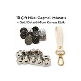 Melays Çanta Mıknatısı Geçmeli ( 10 çift)+ Gold Detaylı Elçik, Mıknatıslı Çıtçıt