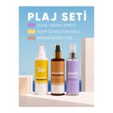 Melberry Cosmetics 3'lü Plaj Seti - Yüz & Vücut Güneş Kremi - SPF 50+ 200 ML - Güneş Koruyucu - Bronzlaştırıcı Yağ 200 ML - Kolay Tarama Saç Spreyi 200 ML