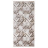 Melborn Kahverengi Geometrik Modern Geometrik Etnik Desenli Boho Makinada Yıkanabilir Hav Toz Vermez Leke Tutmaz Kaymaz Taban Dijital Makine Baskı Halı Oturma Odası Salon Yolluk Koridor Mutfak Halısı