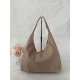 Melecco Örgü Deri Omuz Çantası Hobo Çanta – Omuz Askılı, Yumuşak Deri, Günlük & Şık Spacious Shoulder Bag - Krem