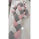 Meleğin Işıklı Topları 190 cm 3'lü Örgü Koruma / Beşik - Yatak Koruyucu - Toz Pembe - Açık Gri- Beyaz