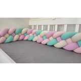 Meleğin Işıklı Topları 200 cm 4'lü Örgü Koruma / Beşik - Yatak Koruyucu - Toz Pembe - Su Yeşili - Lila - Krem