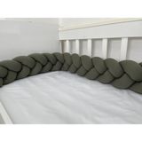 Meleğin Işıklı Topları 240 cm 3'lü Örgü Koruma /50X90 Sepet Beşik - Yatak Koruyucu - Haki