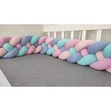 Meleğin Işıklı Topları 360 cm 4'lü Örgü Koruma /60X120 Anne Yanı Park Beşik - Yatak Koruyucu - Bebe Mavi - Açık Mavi - Lila - Toz Pembe