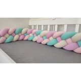 Meleğin Işıklı Topları 420 cm 4'lü Örgü Koruma /80X130 Anne Yanı Park Beşik - Yatak Koruyucu - Toz Pembe - Su Yeşili - Lila - Krem