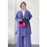 MELEK ARAZ İkili Kimono Pantolon Takım-Lila
