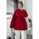 MELEK ARAZ Kolu Katlı Basic Yazlık Tunik – Kırmızı