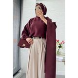 MELEK ARAZ Premium Yarasa Kol Asimetrik Modal Bluz – Bordo