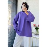 MELEK ARAZ Volan Kol Basic Oversize Tunik – Lila