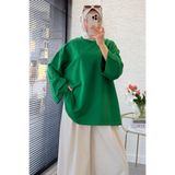 MELEK ARAZ Volan Kol Basic Oversize Tunik – Yeşil