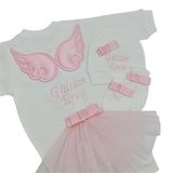 Melek Kanatlı Kız Bebek Hastane Çıkışı 3 lü Set Pembe