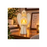 Melek Mumluk Dekoratif Siyah Melek Biblo Mumluk Pilli Led Mum Hediyeli 22,5X15 Cm - Beyaz