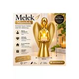 Melek Mumluk Dekoratif Siyah Melek Biblo Mumluk Pilli Led Mum Hediyeli 22,5X15 Cm - Gold