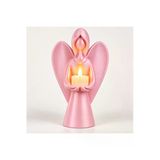 Melek Mumluk Dekoratif Siyah Melek Biblo Mumluk Pilli Led Mum Hediyeli 22,5X15 Cm - Pembe