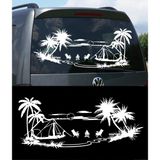 Melek Pazarı Palmiye Gün Batımı Manzara Karavan Kamp Çadır STICKER-S1739 - 90 X 37 cm - Beyaz