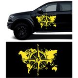 Melek Pazarı S1322 Dünya Pusula off Road Sarı 150x116 cm Oto Sticker