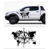 Melek Pazarı S1322 Dünya Pusula off Road Siyah 60x46 cm Oto Sticker