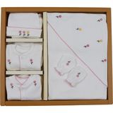 Melekpare Kız Bebek Hastane Çıkışı Sade Lüks %100 Naturel Pamuk Yenidoğan Gül Nakışlı Tulumlu Zıbın Set 50 cm - 0 - 1 Ay - 00A-Beyaz