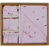 Melekpare Kız Bebek Hastane Çıkışı Sade Lüks %100 Naturel Pamuk Yenidoğan Gül Nakışlı Tulumlu Zıbın Set 50 cm - 0 - 1 Ay - Açık Pembe