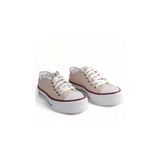 Melen Shoes Bej Yüksek Taban Sneaker Kadın Spor Ayakkabı Skywalk
