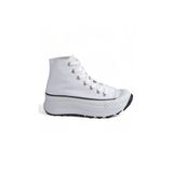 Melen Shoes Beyaz Kalın Tabanlı Boğazlı Uzun Keten Spor Ayakkabı Elixia