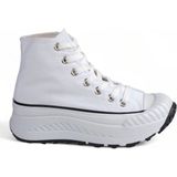 Melen Shoes Melen Shoes Elixia Kalın Tabanlı Beyaz Boğazlı Uzun Keten Spor Ayakkabı