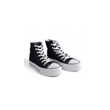 Melen Shoes Skystride Lacivert Kalın Tabanlı Boğazlı Keten Sneaker Spor Ayakkabı