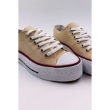 Melen Shoes Skywalk Keten Bej Yüksek Taban Sneaker Spor Ayakkabı