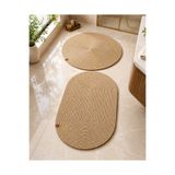 MELENA CARPET Premium Doğal Halat Dokulu Örgü Banyo Paspası Seti Oval Yuvarlak 2'li