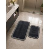 Melena Carpet Premium Peluş Jüt Kenar Detaylı Kaymaz Taban 2’li Banyo Paspası Seti 90X60 & 50X70 - Antrasit