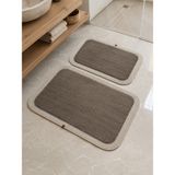 Melena Carpet Premium Peluş Jüt Kenar Detaylı Kaymaz Taban 2’li Banyo Paspası Seti 90X60 & 50X70 - Kahverengi