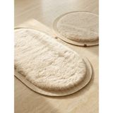 Melena Carpet Tavşan Tüyü Peluş Post Banyo Paspası 2'li Banyo Halısı Seti Ultra Yumuşak Dolgun Dokulu Jüt Kenarlı Kaydırmaz Suni Deri Tabanlı Premium Paspas - Kemik