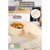 Meleni Baby 1 Adet Kapaklı Atıştırma Kabı - Yuvarlak Çocuk Atıştırmalık Bebek Beslenme Mama Kabı 150ml Bej