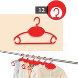 Meleni Baby 12 Adet Bebek Kıyafet Askısı - 360 Derece Dönebilen Plastik Çocuk Elbise Askısı - Kırmızı