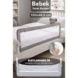 Meleni Baby 150x48 cm Katlanır Bebek Güvenlik Bariyeri - Düşme Önleyici Koruyucu Yatak Bariyeri Yatak Korkuluğu