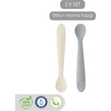 Meleni Baby 2'li Diş Kaşıyıcı Bebek Mama Kaşığı - Silikon Mama Kaşığı - Antrasit