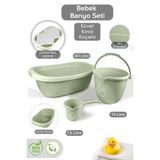 Meleni Baby 3’lü Bebek Banyo Seti - Bebek Küveti - Bebek Su Kovası - Maşrapa - Bebek Filesi Hediyeli