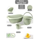 Meleni Baby 3’lü Bebek Banyo Seti - Bebek Yıkama Küveti - Su Kovası - Maşrapa - Yeşil