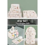 Meleni Baby 4'lü Set Çamaşır Sepeti ,bebek Çantası, Alt Açma Çantası 6'lı Valiz Organizeri Yeni Doğan Bebek Seti