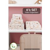 Meleni Baby 6'lı Bavul Valiz Organizer - Yeni Doğan Hastane Seti - Desenli Anne Bebek Valiz İçi Düzenleyici Hurç