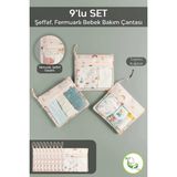 Meleni Baby 9'lu Bavul Valiz İçi Düzenleyici Set - Fermuarlı Şeffaf Pencereli Seyahat Hastane Çantası Organizeri