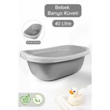 Meleni Baby Bebek Banyo Küveti - Yenidoğan Yıkama Küveti 40 Lt - Gri