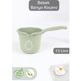 Meleni Baby Bebek Banyo Maşrapası - Figürlü Maşrapa - 1,5 Lt Koçero - Yeşil