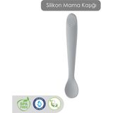 Meleni Baby Diş Kaşıyıcı Bebek Mama Kaşığı - Silikon Mama Kaşığı - Antrasit
