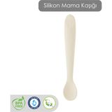 Meleni Baby Diş Kaşıyıcı Bebek Mama Kaşığı - Silikon Mama Kaşığı - Krem